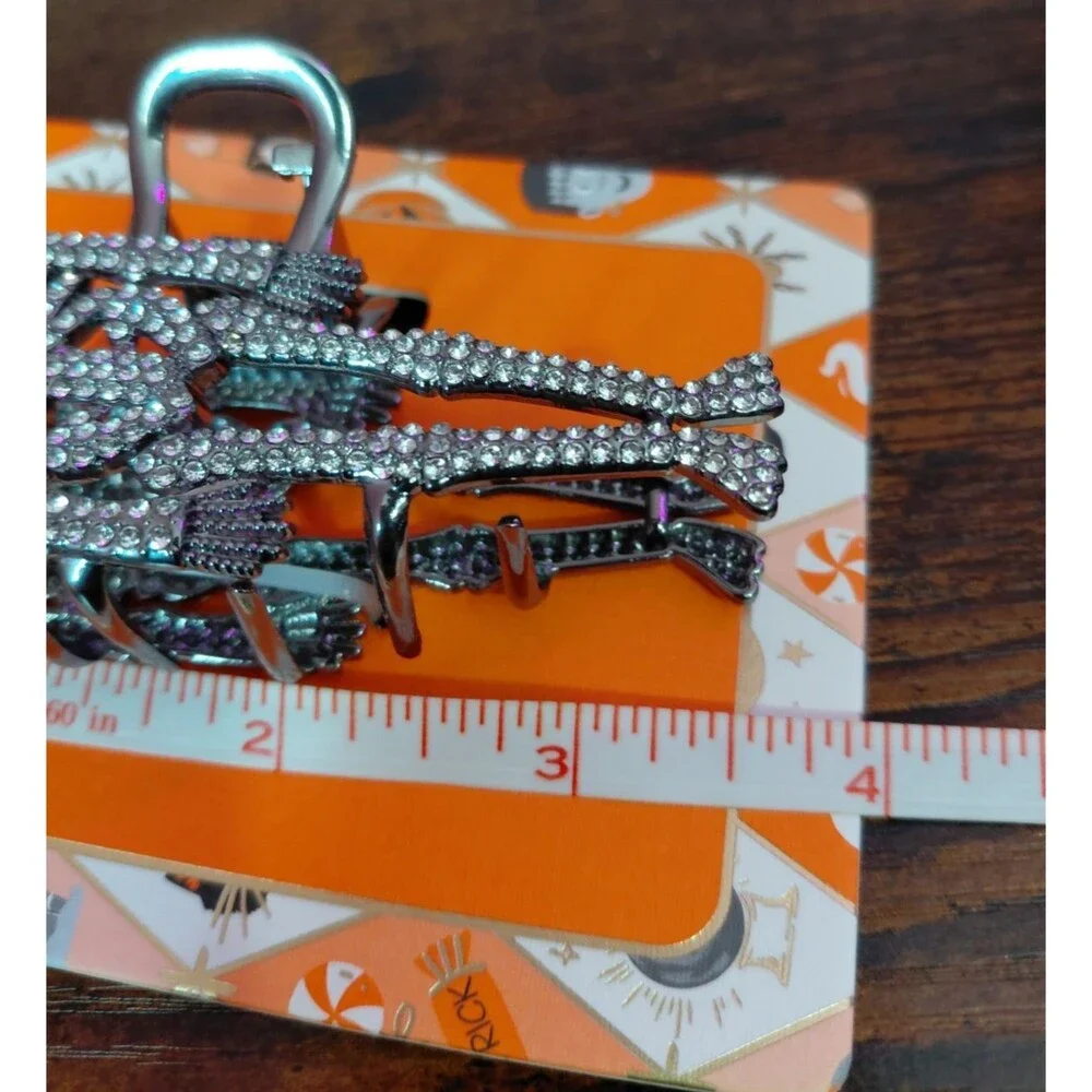 New Piper K Skelleton Hair Clip Metal Claw Enamel Rhinestones Halloween